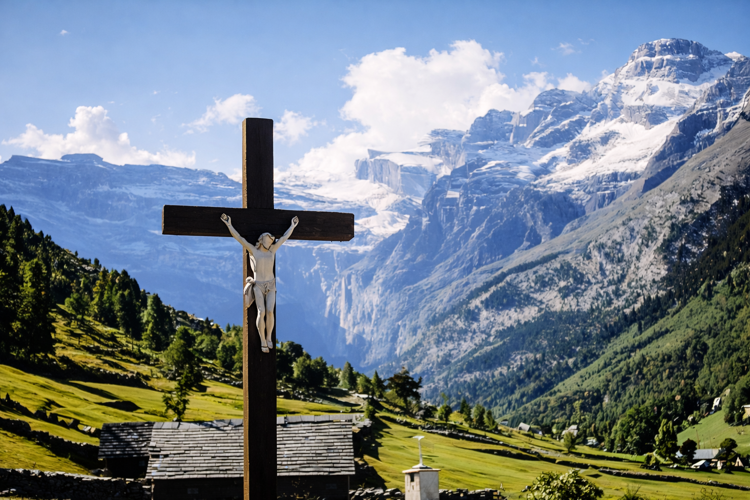 Crucifixo nas Montanhas Suíças