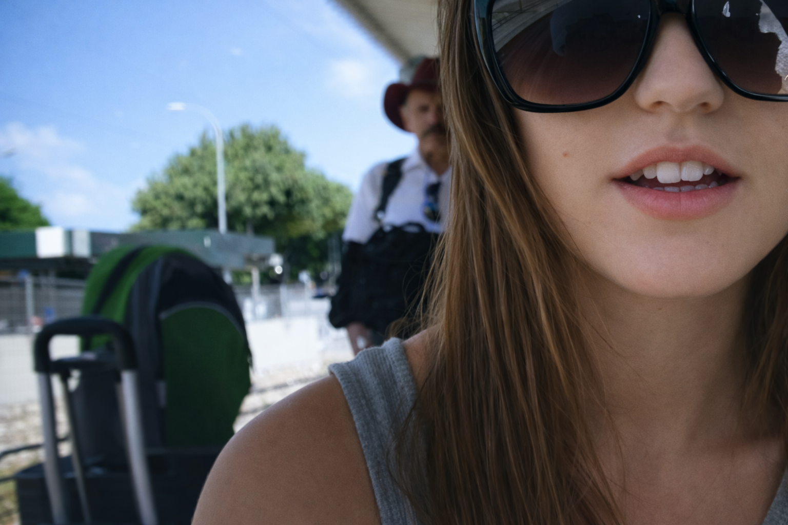 Selfie em estação ao ar livre