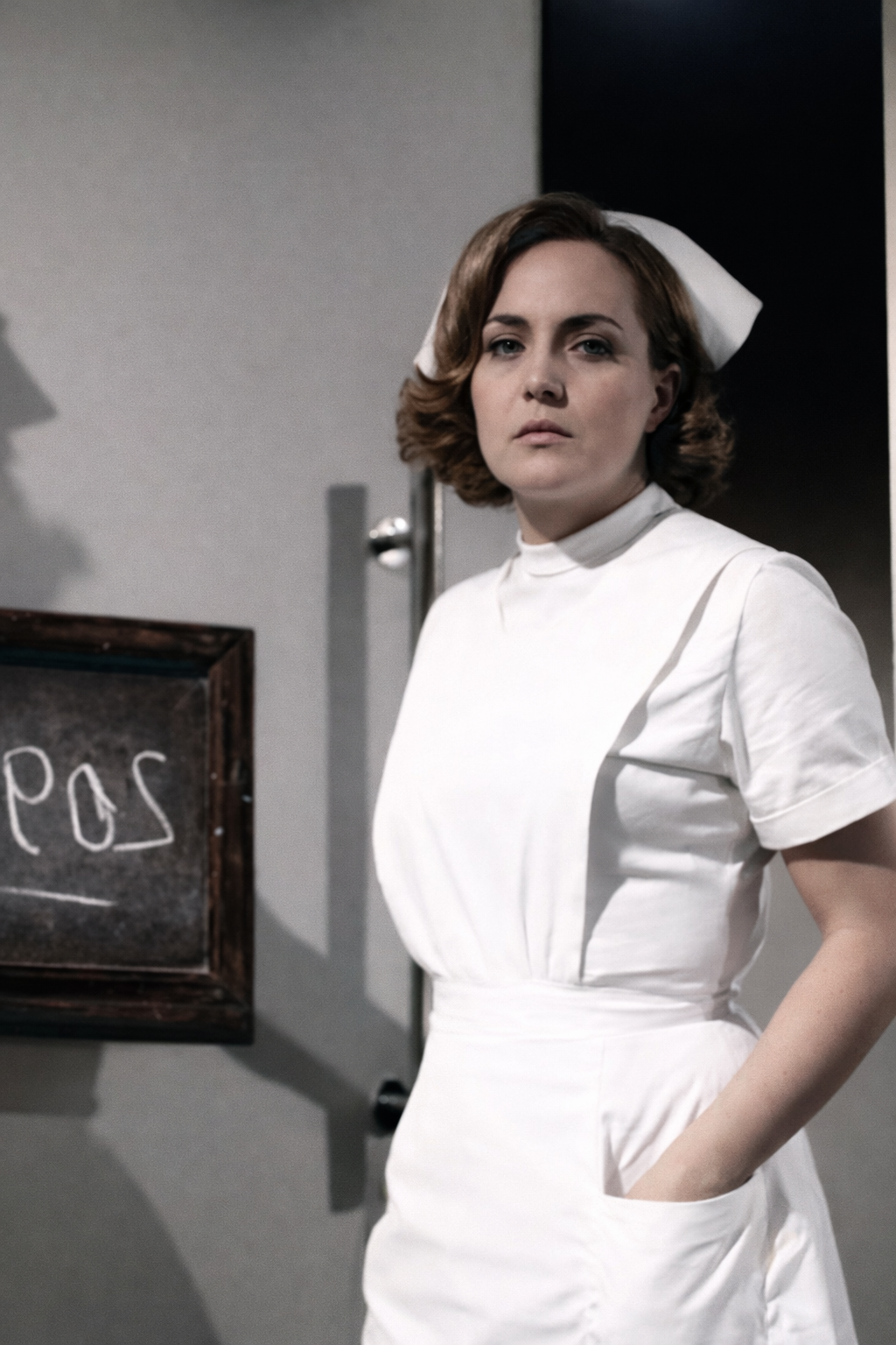 Enfermeira com expressões sérias