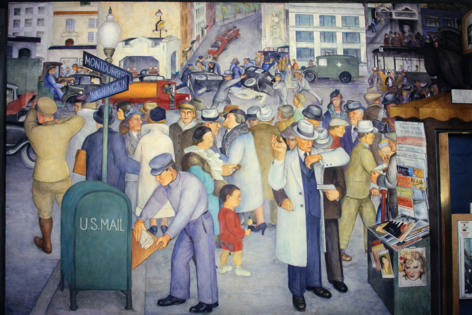 Cena urbana vibrante dos anos 30