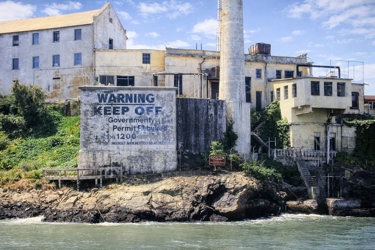 Ruínas de Alcatraz à beira-mar