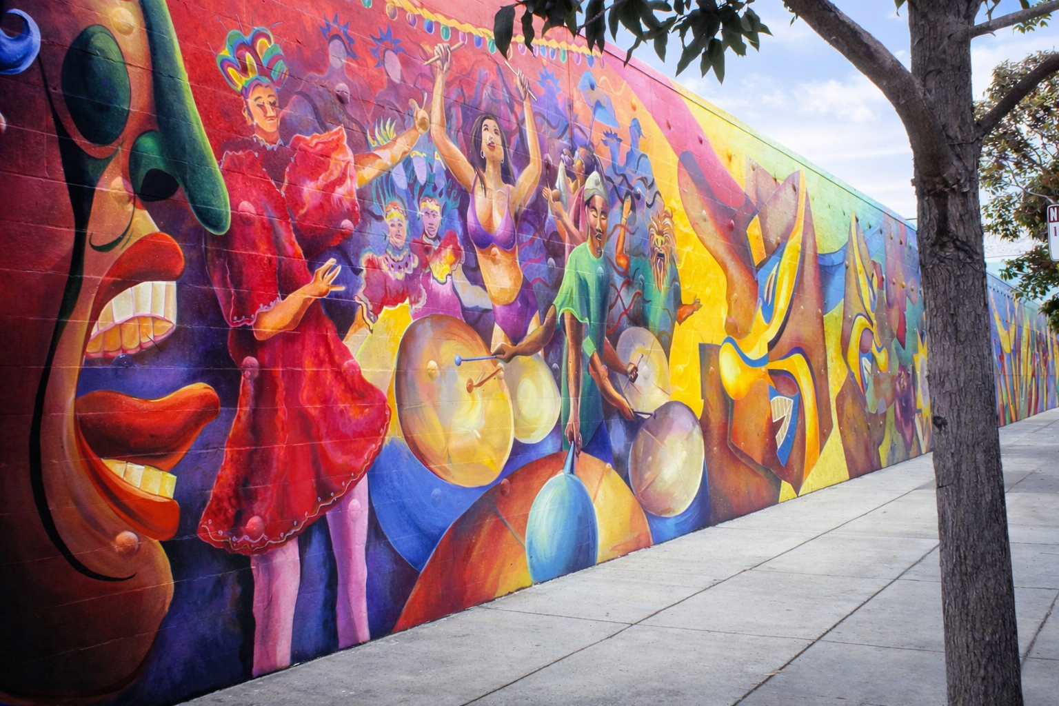 Mural vibrante de celebração urbana