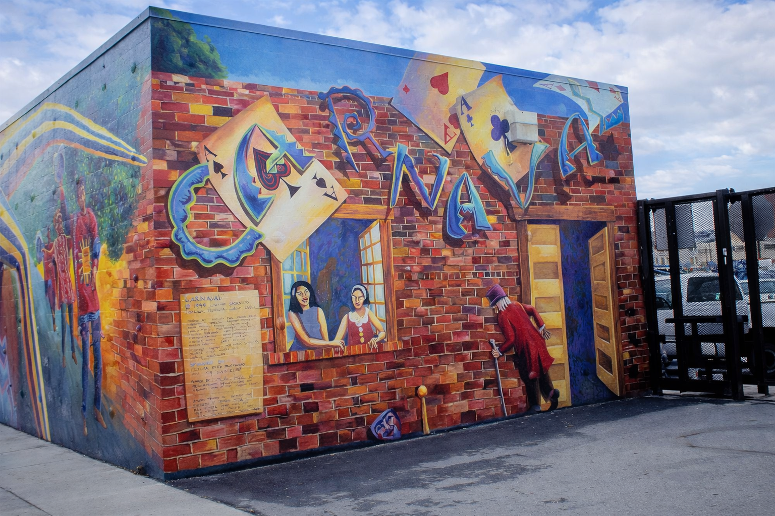 Mural vibrante de carnaval urbano