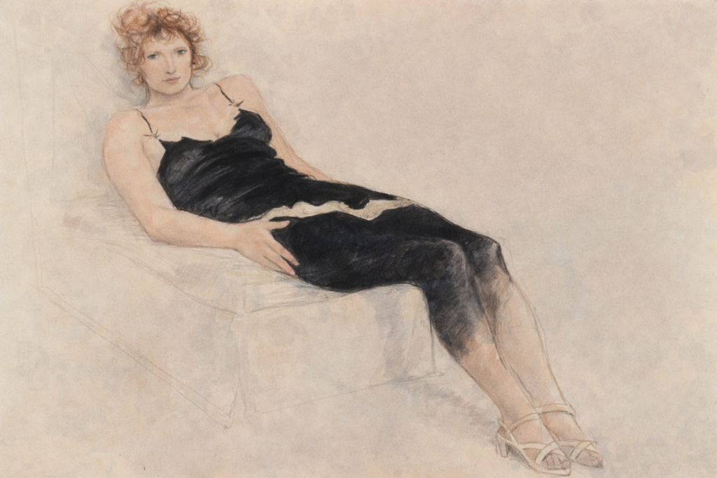 Mulher reclinada em chaise longue