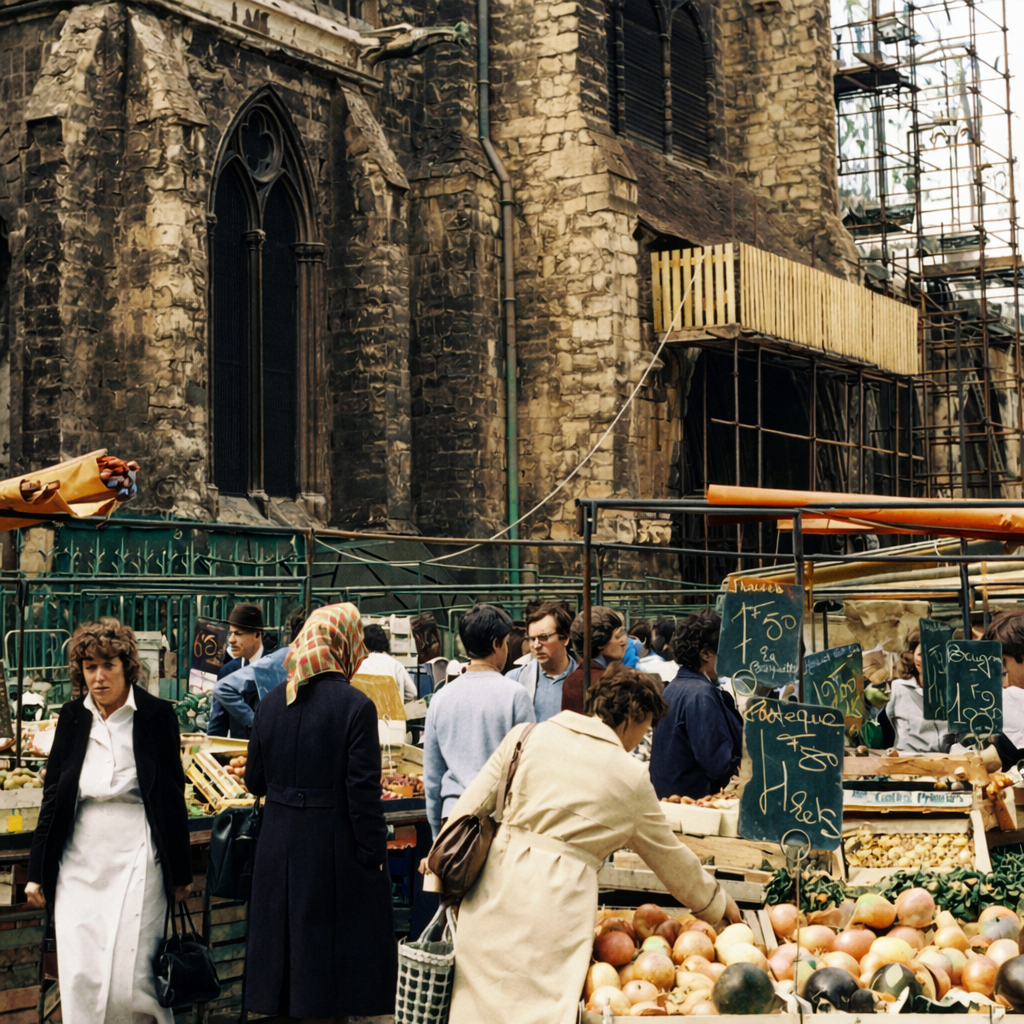 Mercado perto da igreja gótica