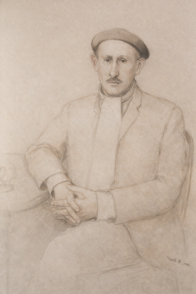 Retrato em lápis de homem sério