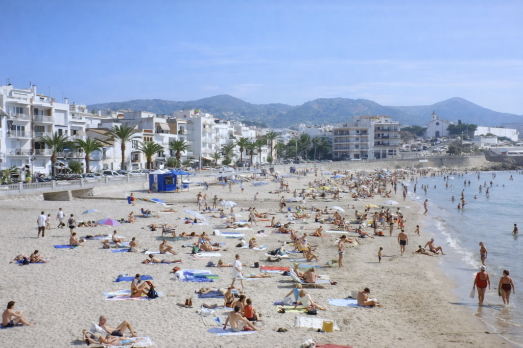 Praia ensolarada em Sitges