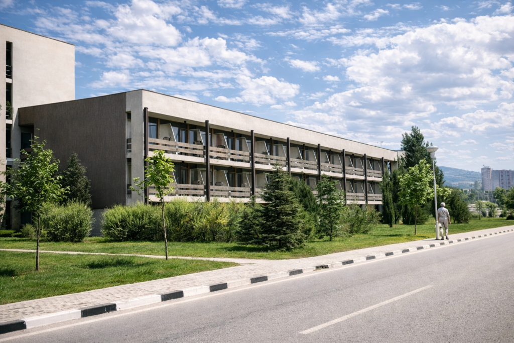 Edifício moderno e paisagem urbana