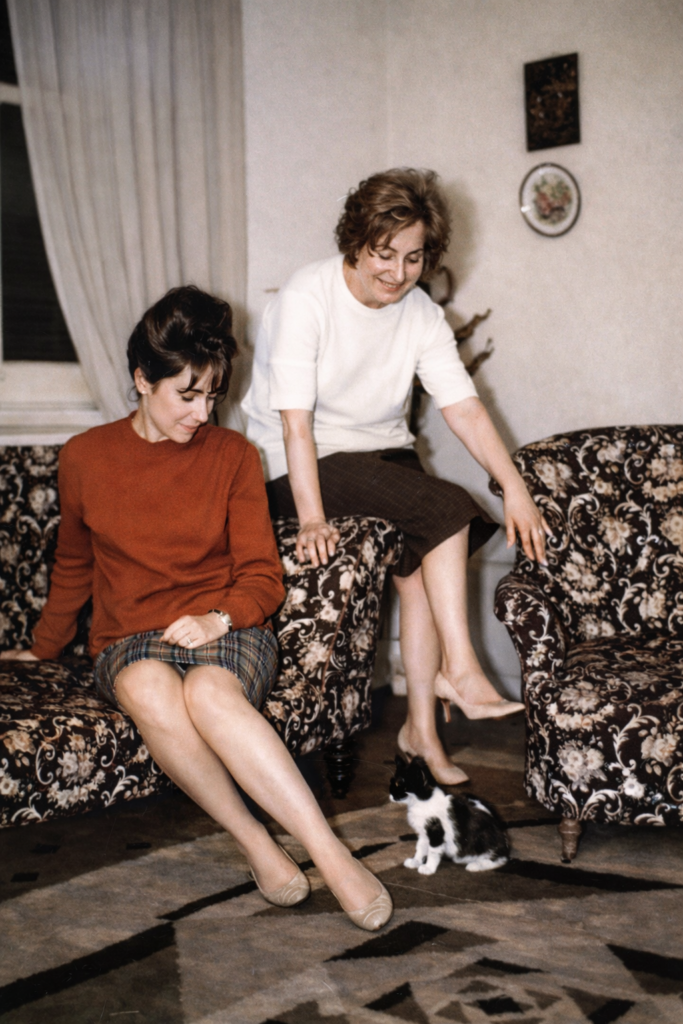 Mulheres e gatinho em ambiente acolhedor