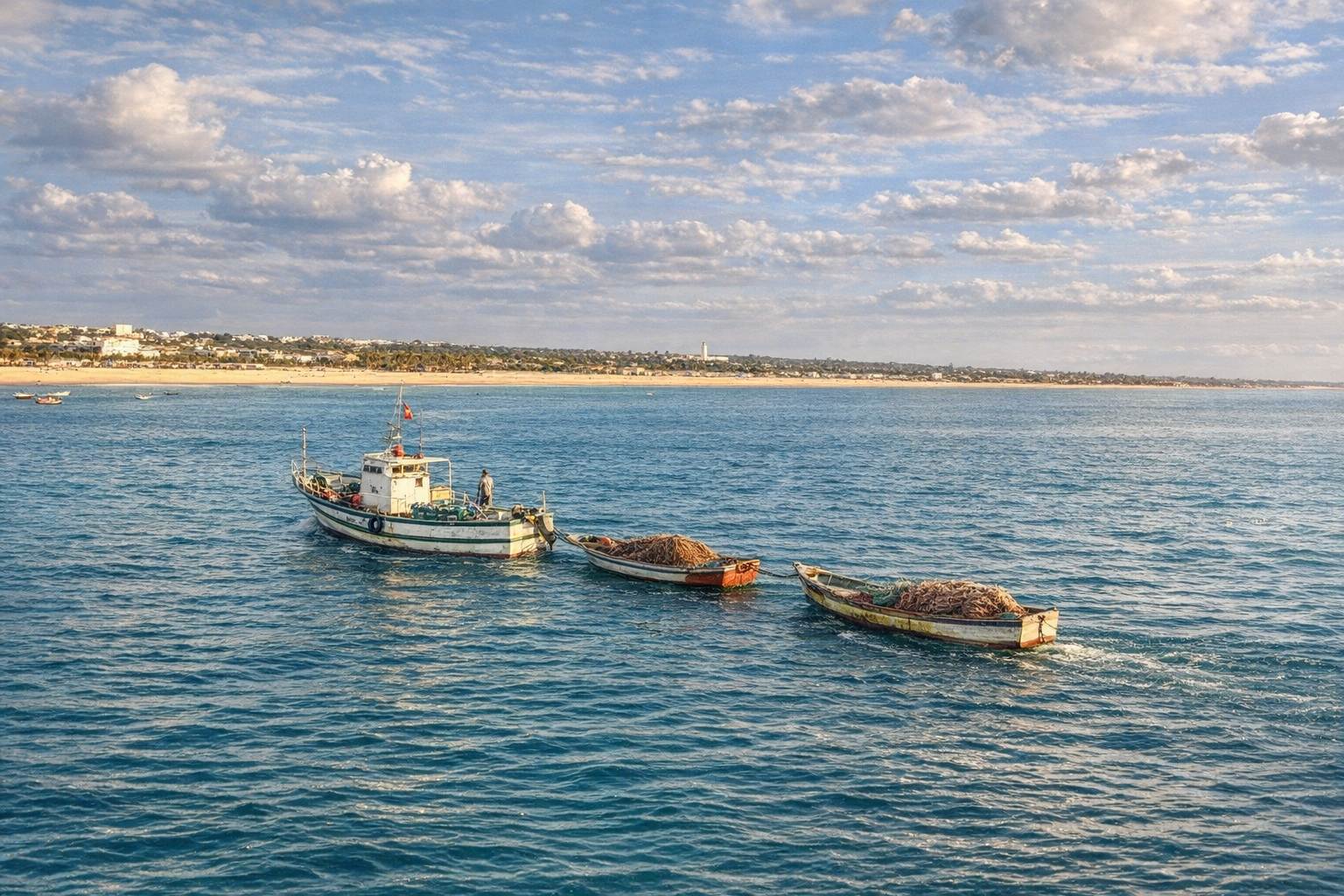 Barco de pesca à beira-mar