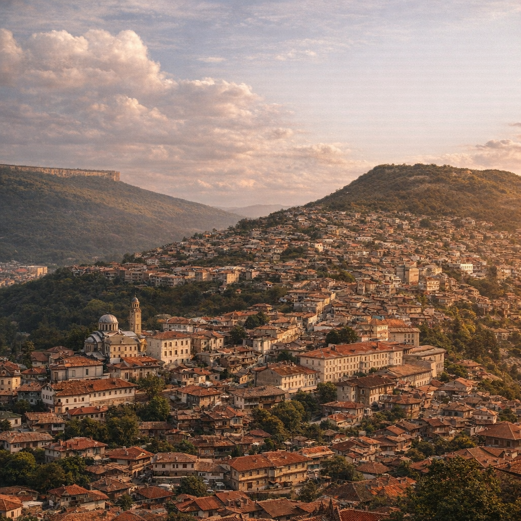 Vista dourada da cidade histórica
