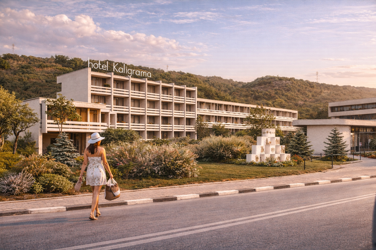 Hotel Kaligrama em tarde dourada