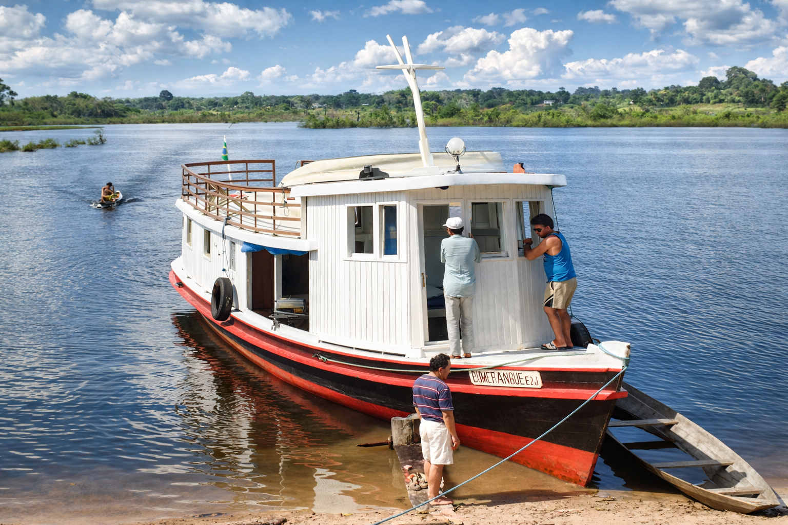 Barco à margem do rio tropical