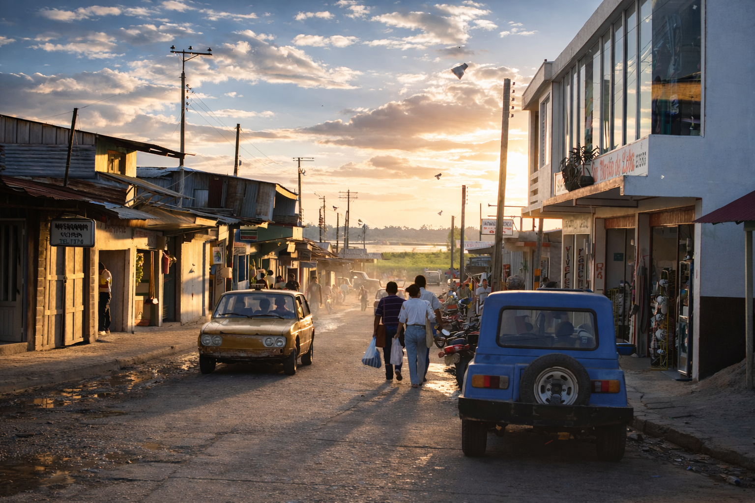 Rua tranquila ao entardecer