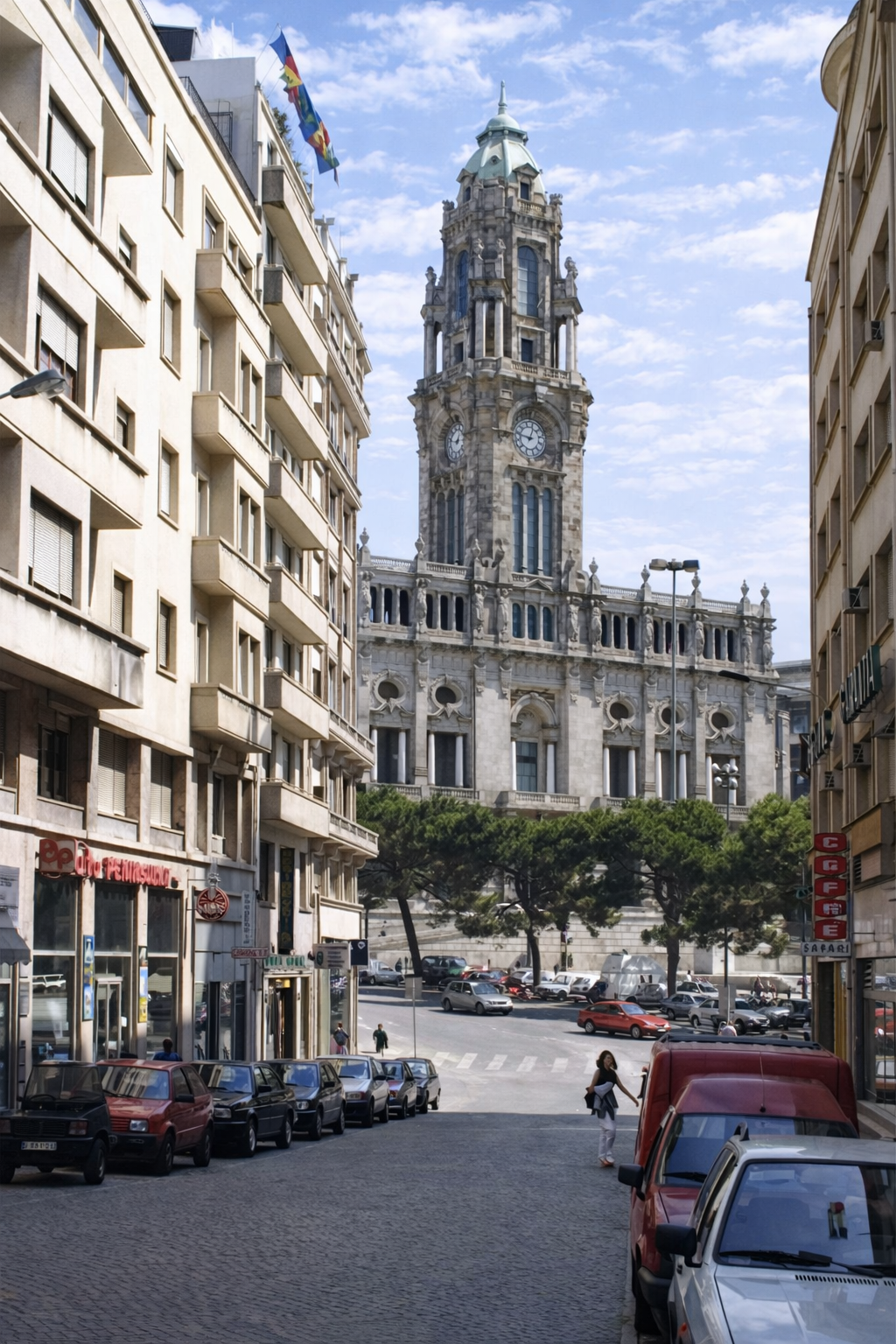 Rua estreita em frente à Câmara