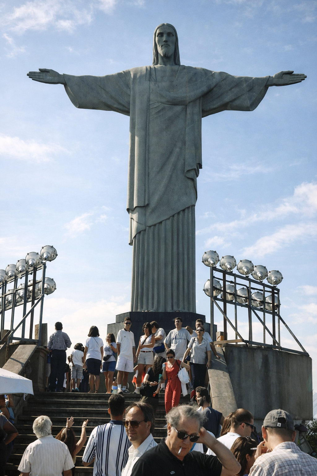 Cristo Redentor no Corcovado com turistas