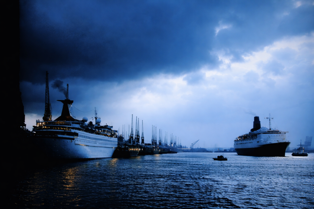 Porto de cruzeiros à noite