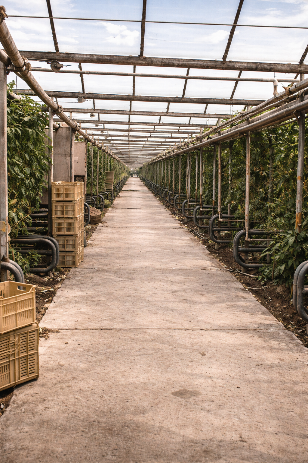 Estufa comercial com cultivo de tomate