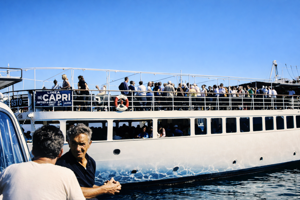 Ferry em Capri à espera de partida