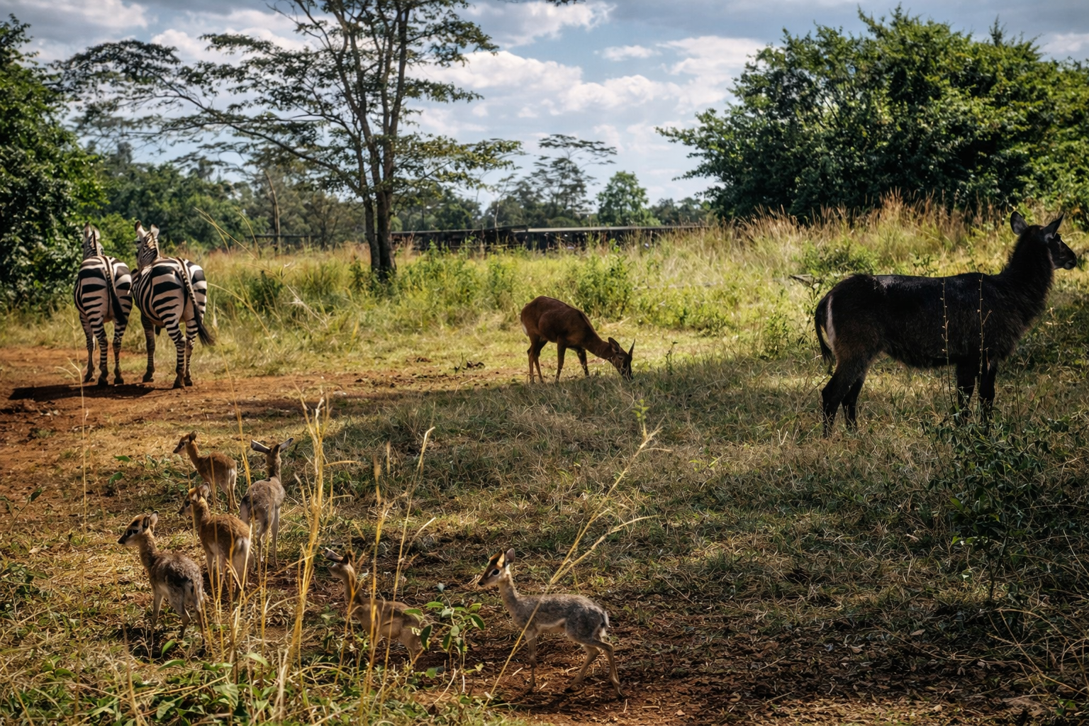 Fauna africana na savana ensolarada