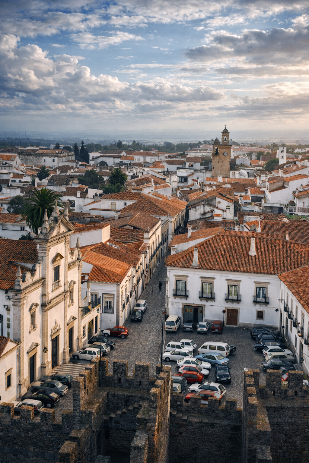 Vista de uma cidade europeia antiga
