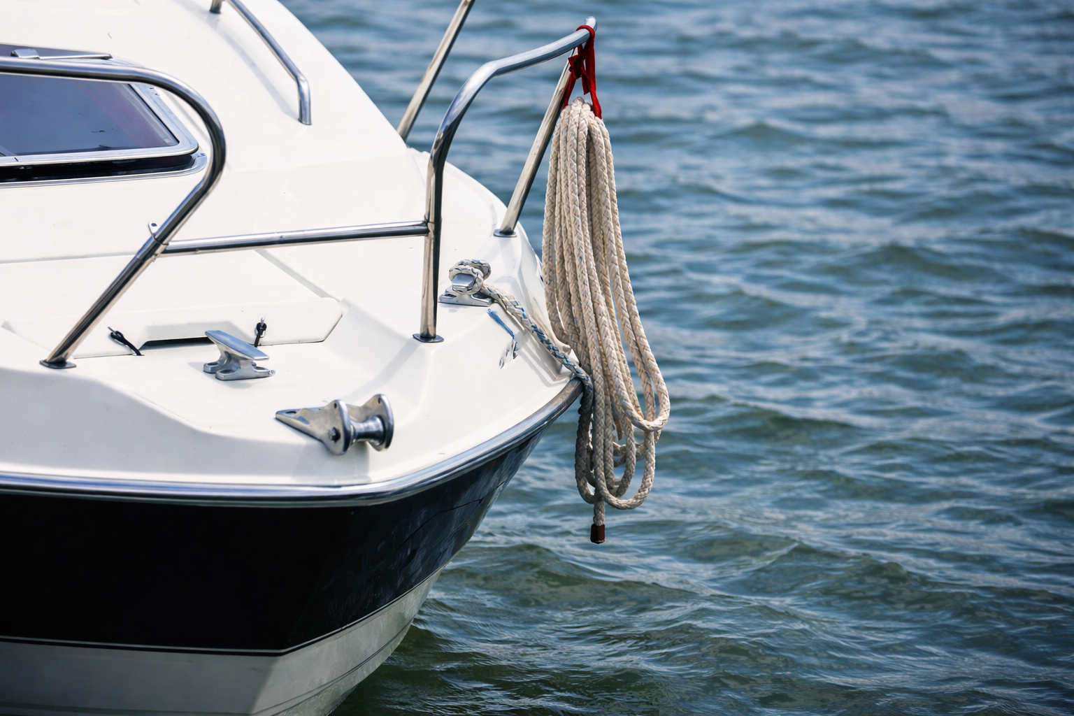 Proa de barco em águas tranquilas