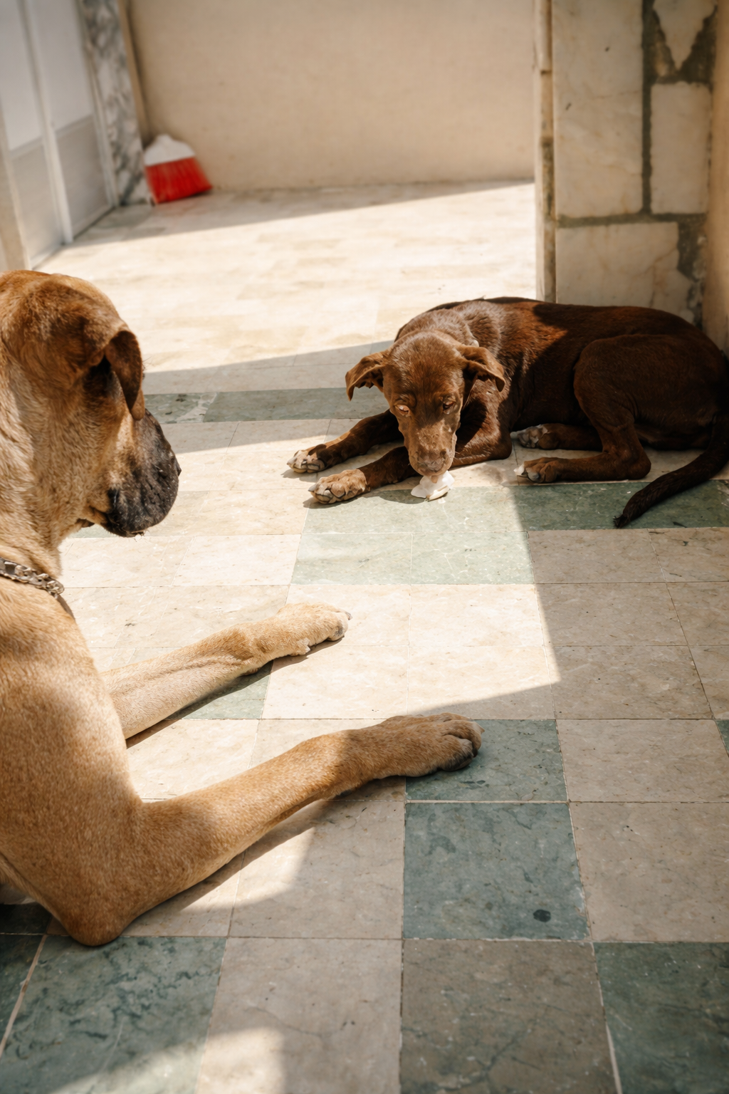 Cães a brincar ao sol