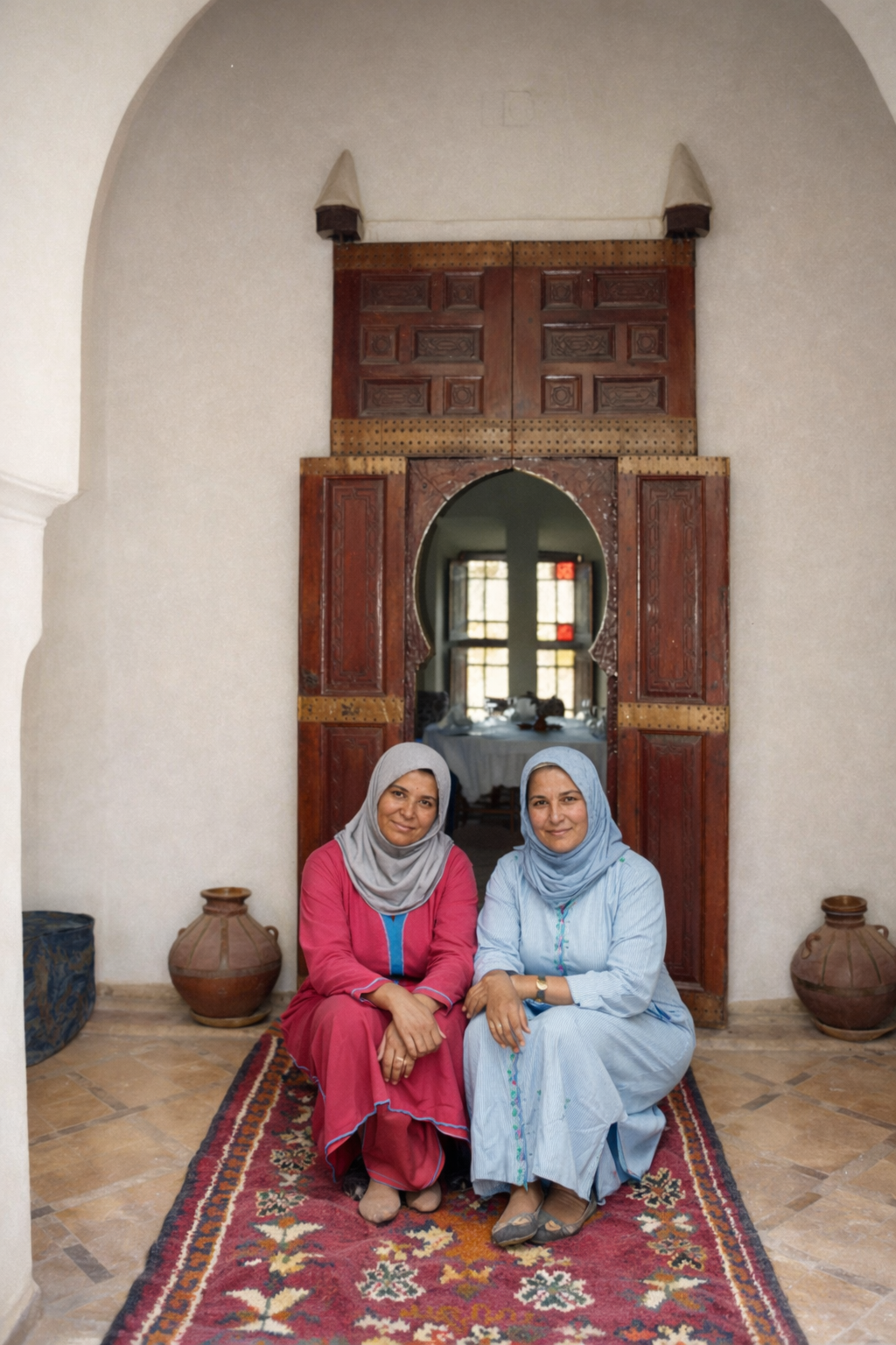 Mulheres marroquinas em ambiente tradicional