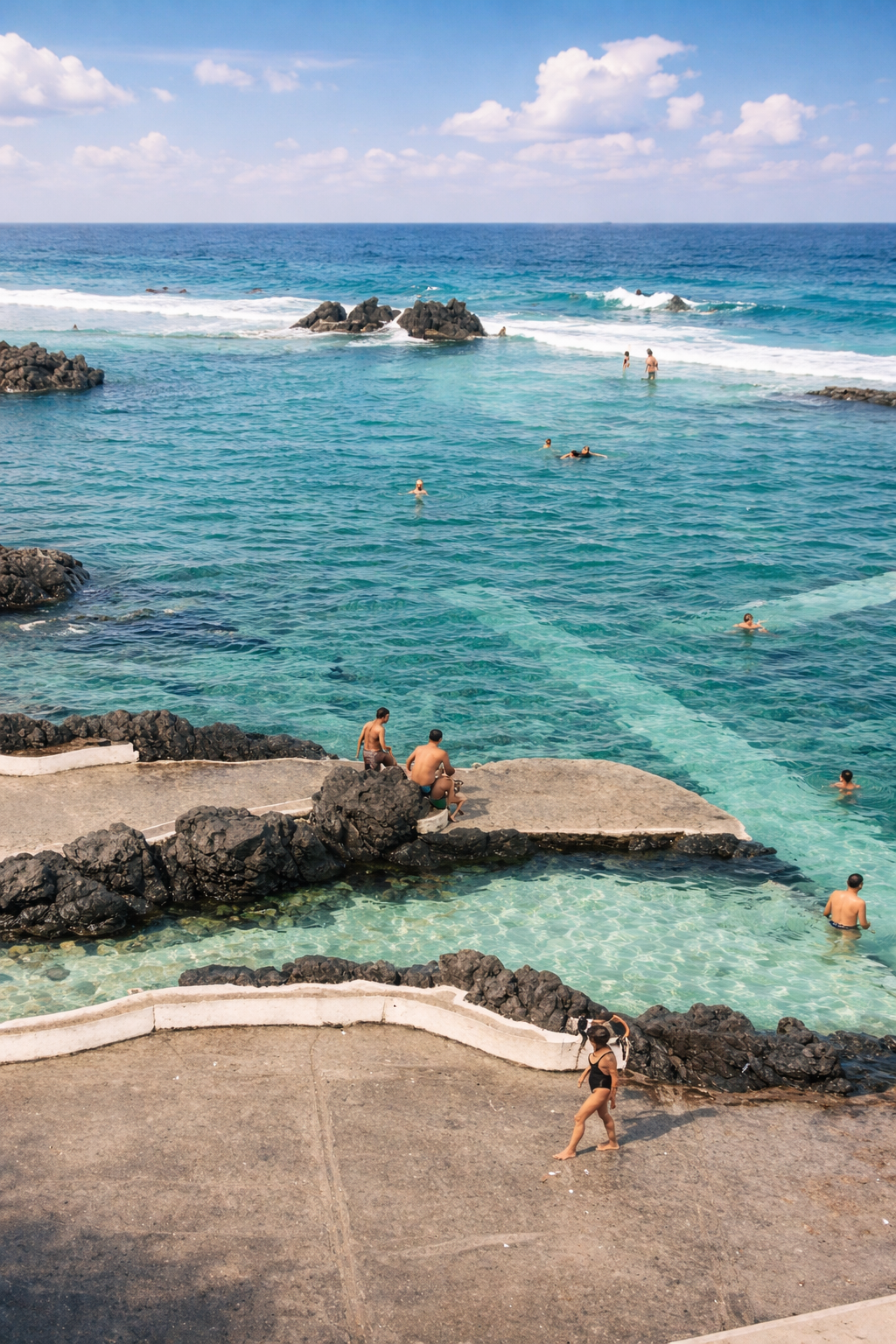 Piscina natural na costa vulcânica