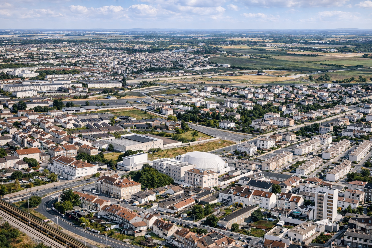 Vista aérea de cidade europeia