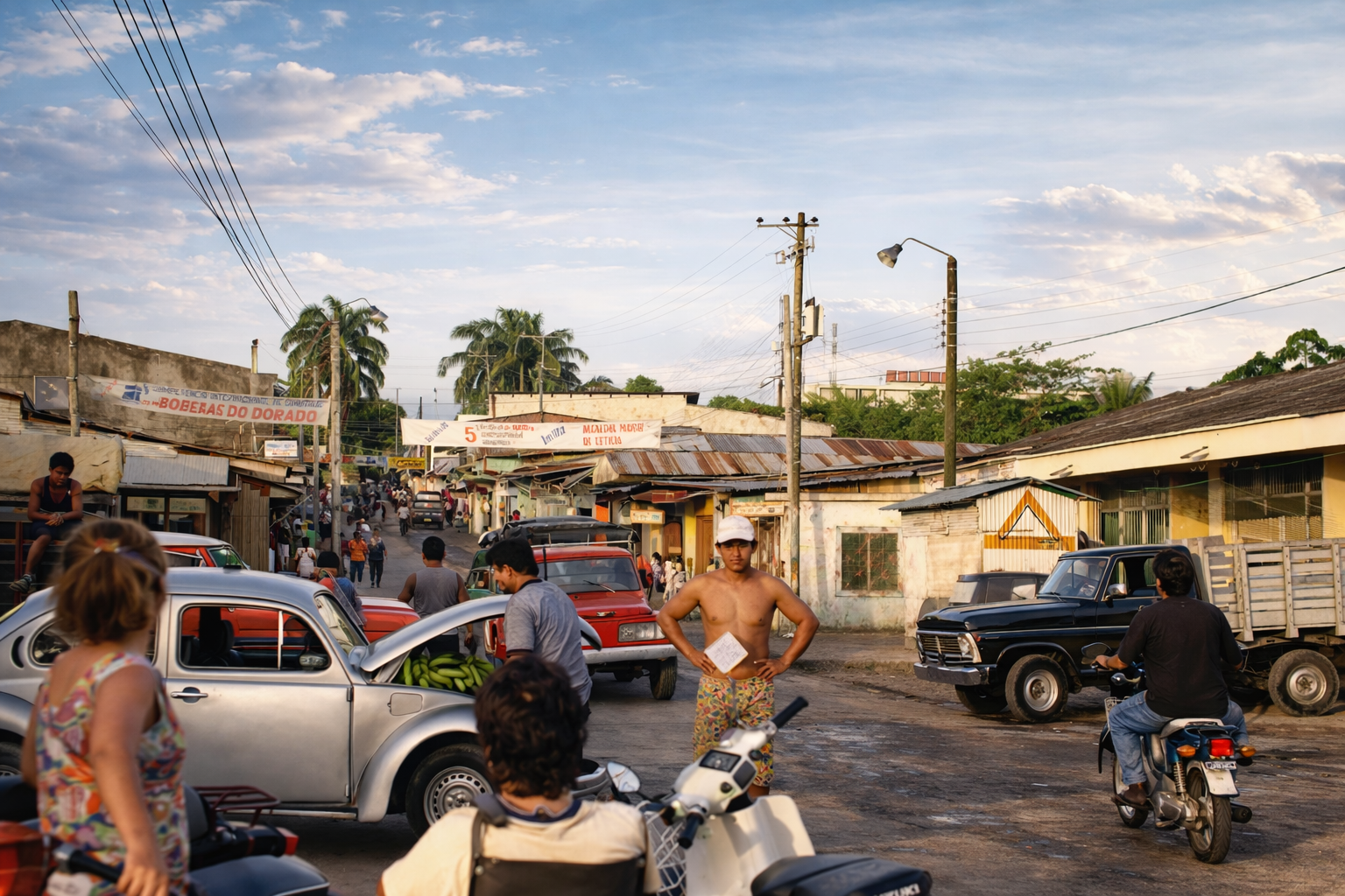 Rua tropical ao fim da tarde