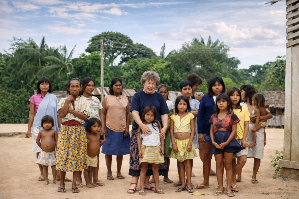 Comunidade indígena em um vilarejo tropical