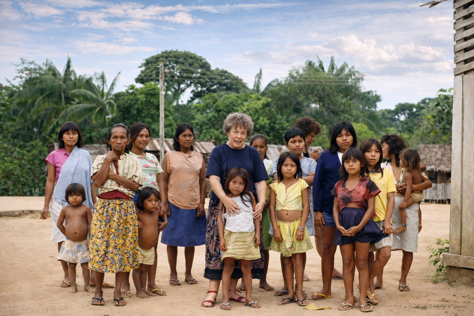 Comunidade indígena em um vilarejo tropical