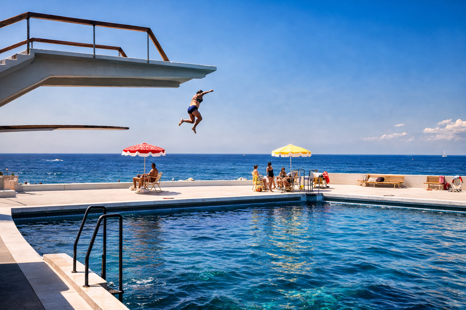 Piscina à beira-mar com salto