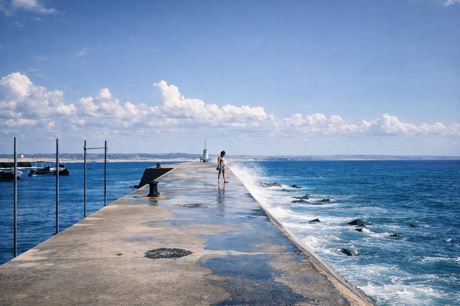 Caminho solitário para o farol