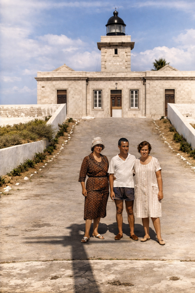 Escada do farol com amigos