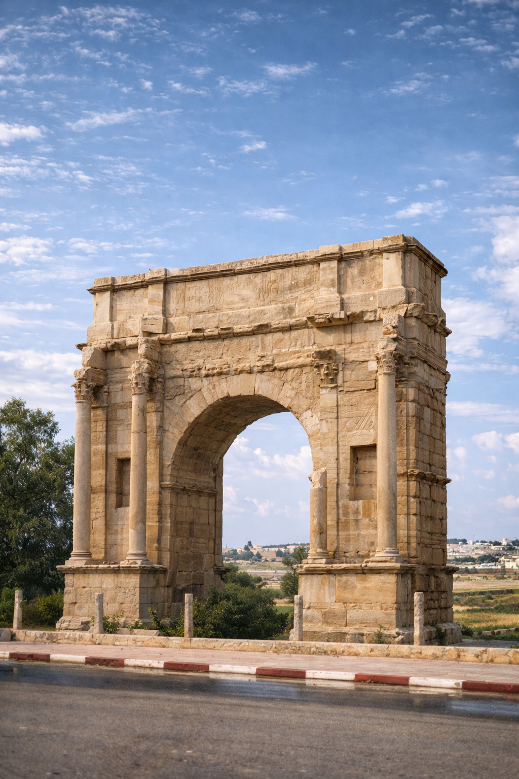 Arco romano em paisagem antiga