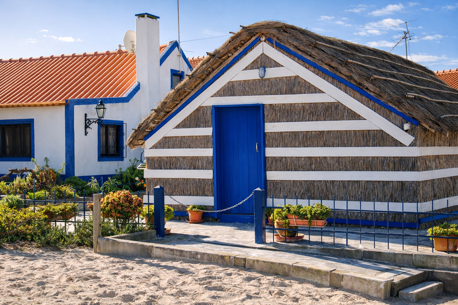 Casas tradicionais à beira-mar