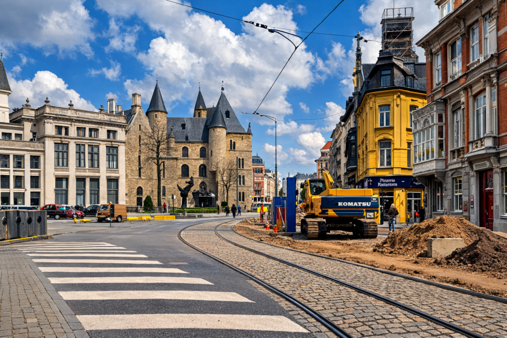 Rua em obras no centro da cidade