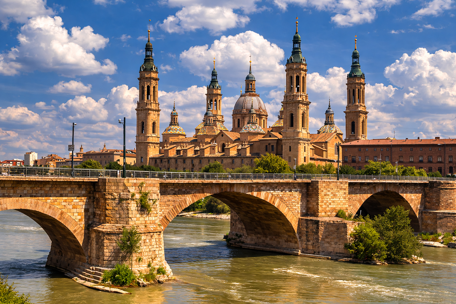 Catedral histórica e ponte de pedra