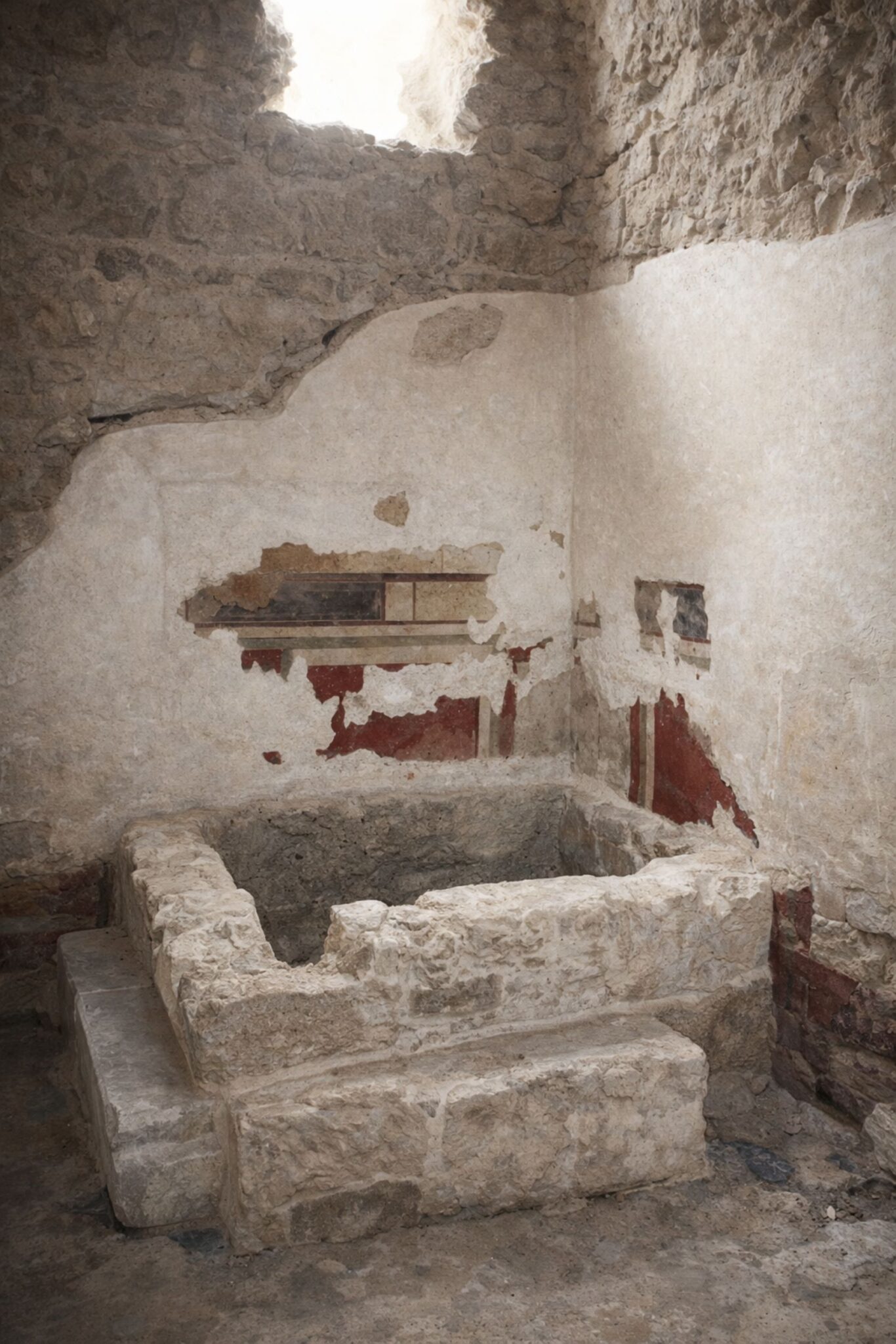 Fonte de baptismo antiga e iluminada