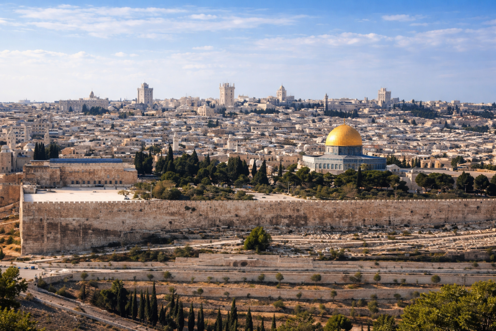 Vista panorâmica de Jerusalém ao entardecer
