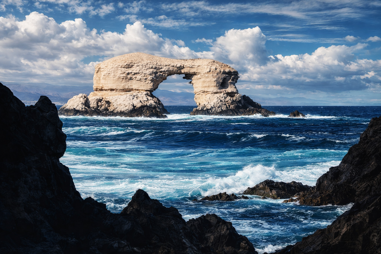 Arco de pedra no oceano