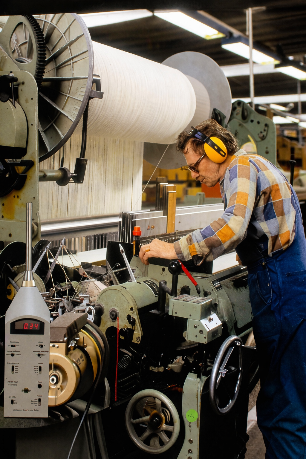 Trabalhador em oficina industrial têxtil