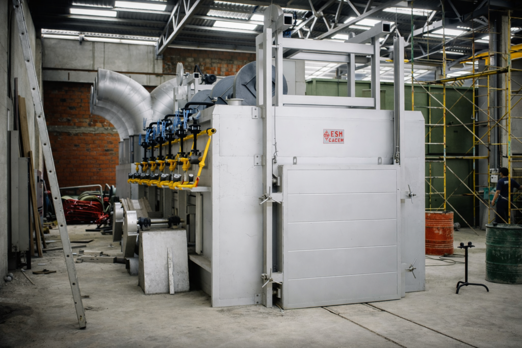 Atelier industrial com forno metálico