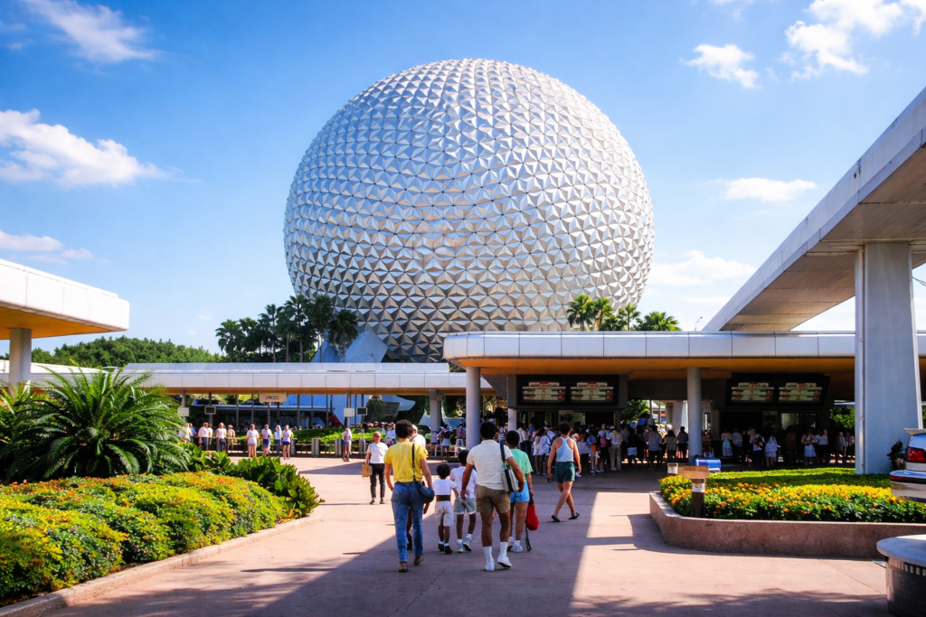 EPCOT sob o céu azul de verão