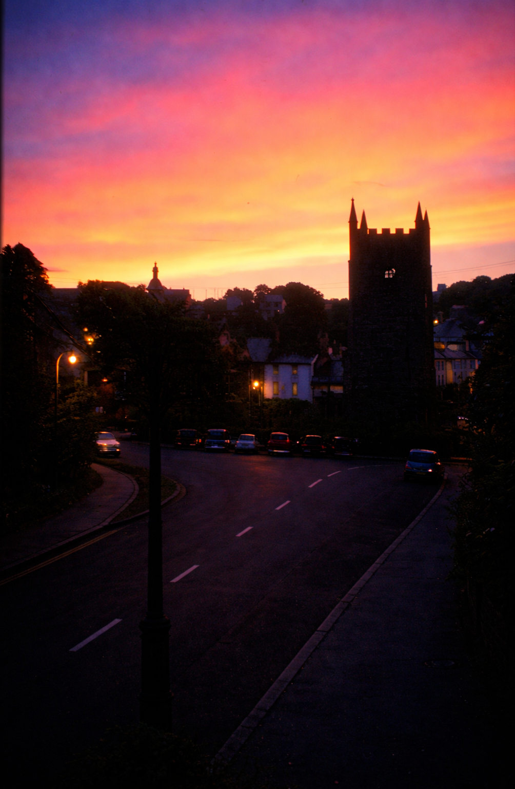 Pôr do sol sobre a cidade histórica