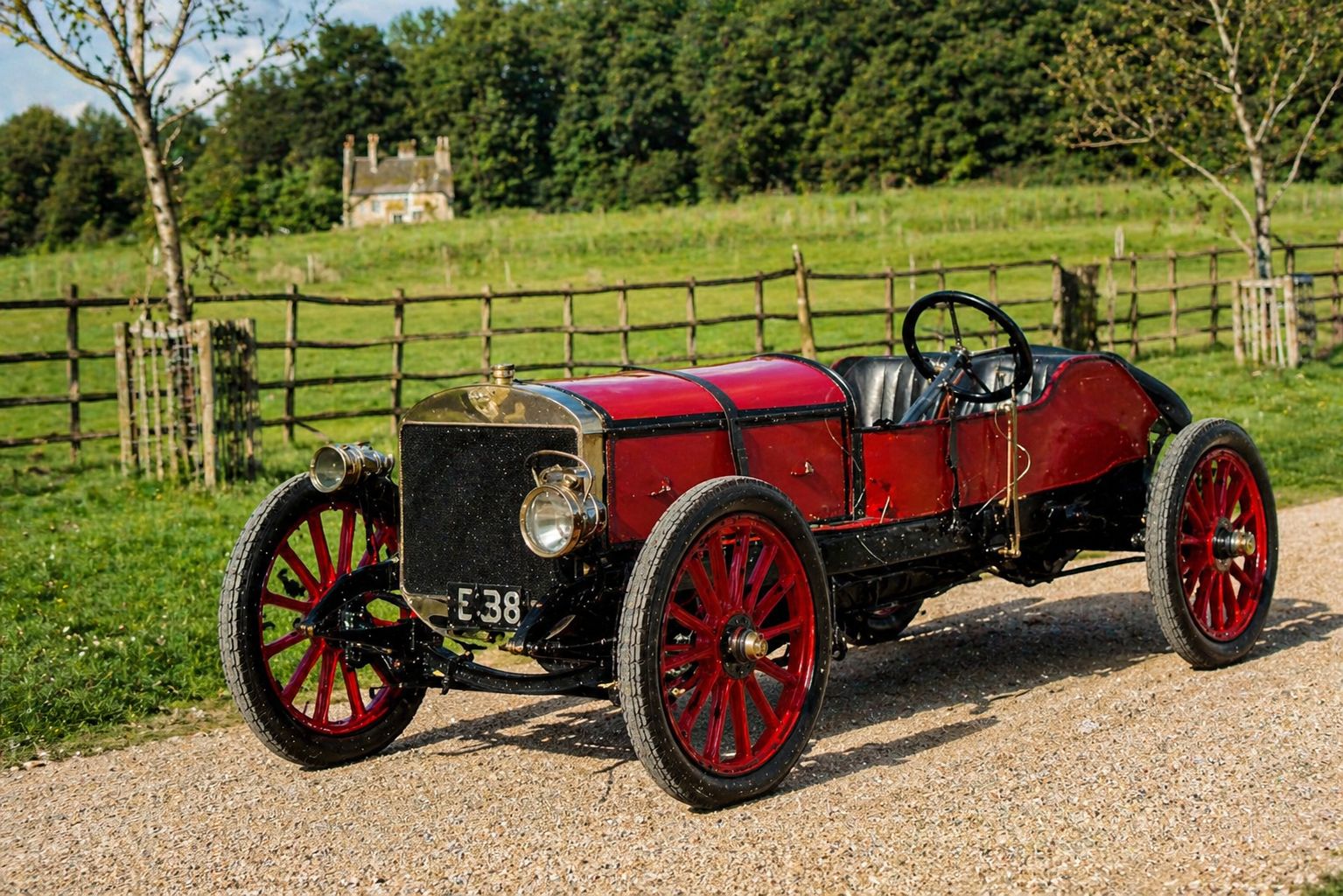 Carro clássico em paisagem rural