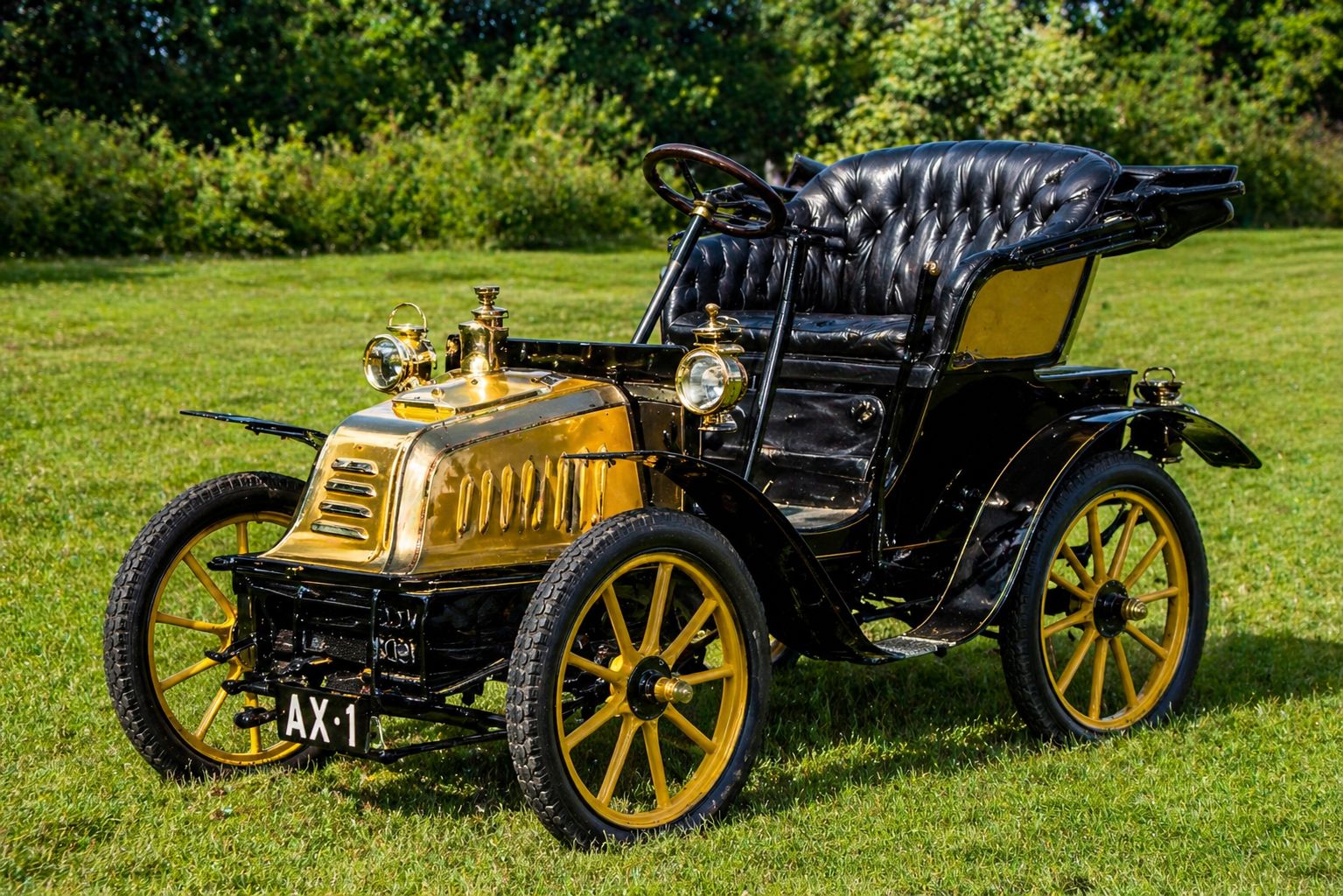 Carro antigo em campo verdejante