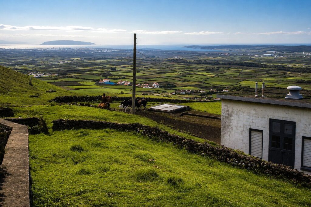 Paisagem rural com vista para o mar